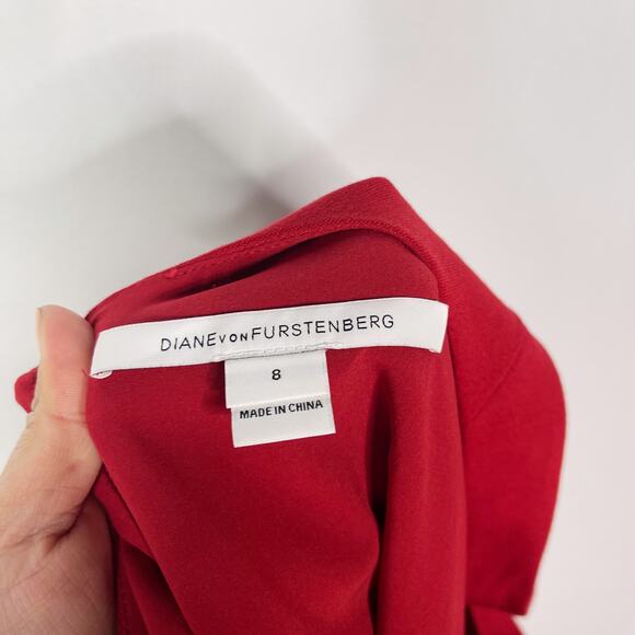 Diane Von Furstenberg 8 Rubiate Red Geovana Sleeveless Sheath Dress Scoop Neck - Picture 9 of 14